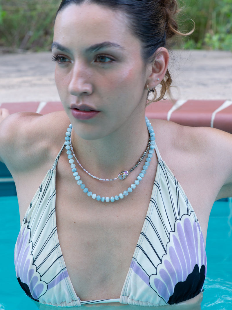 Baby gems and clear skies aquamarine necklaces