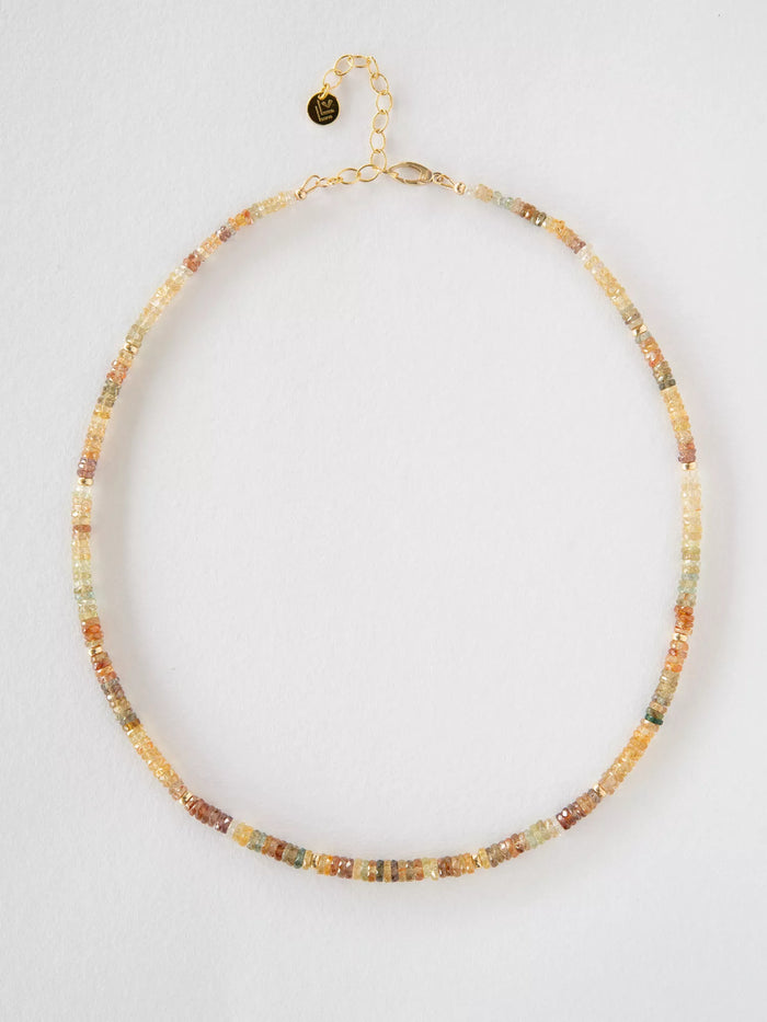 Zircon gradient beaded necklace on a white background