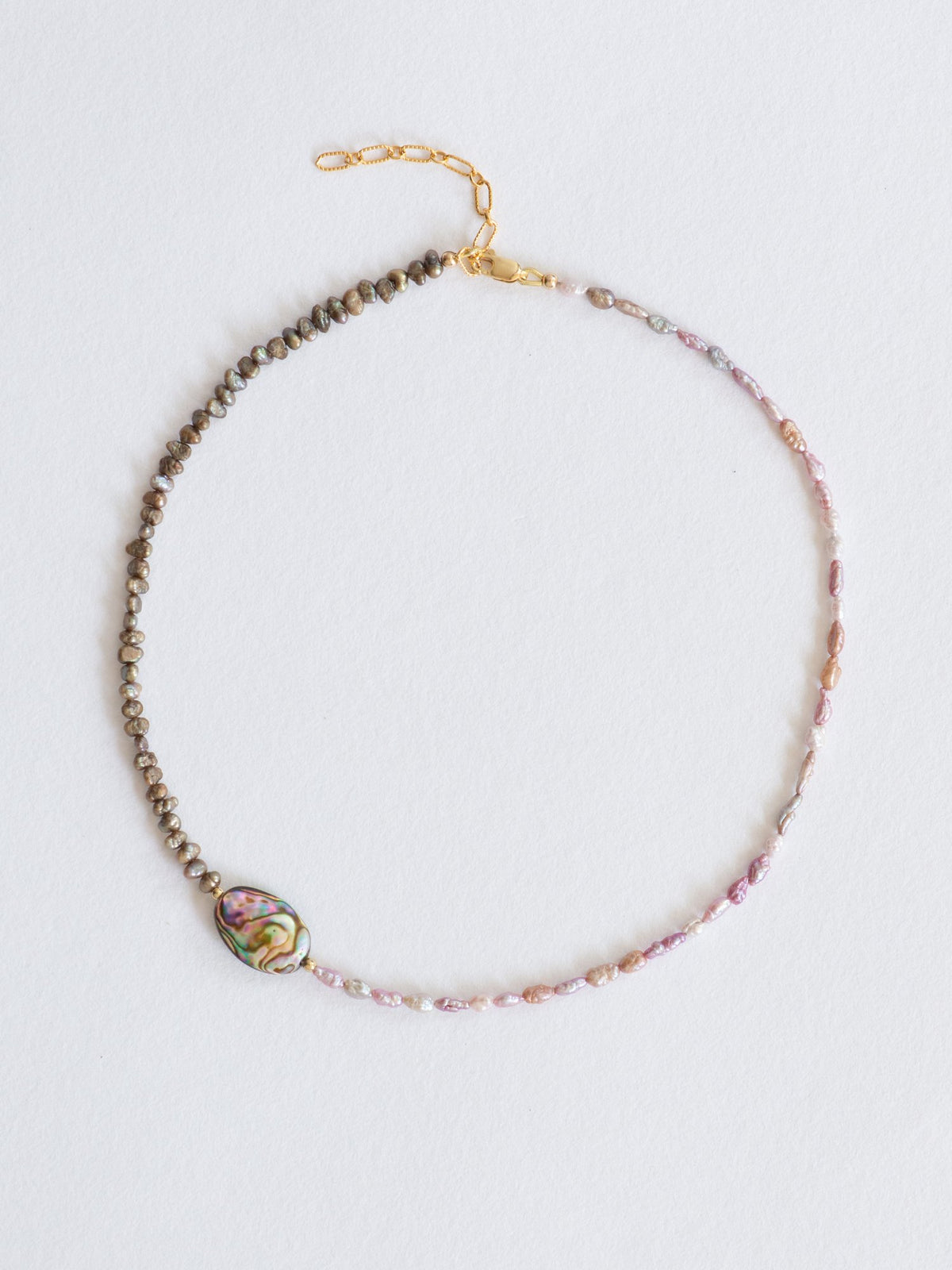 Tide pool vintage pearl and abalone necklace