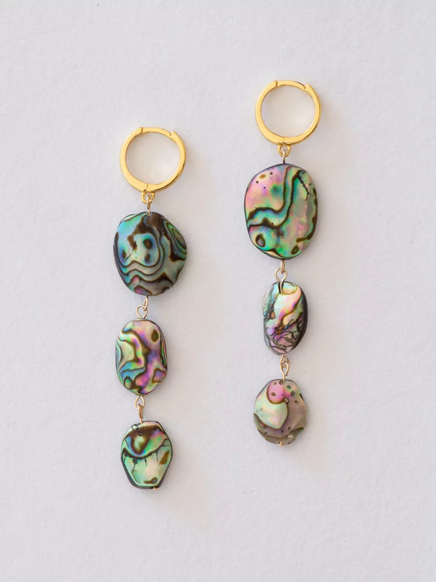 Triple Abalone Drop Earrings